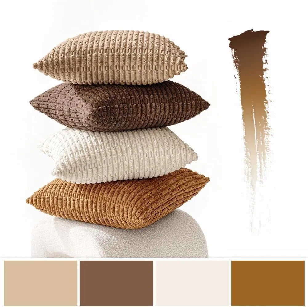 Corduroy Decorative Throw Pillow Covers 18x18 Set of 4