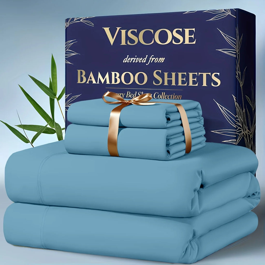 4pcs Bamboo Cooling Bedding - Extra Deep Pocket Breathable And Cooling  Sheet And Fitted Sheet -