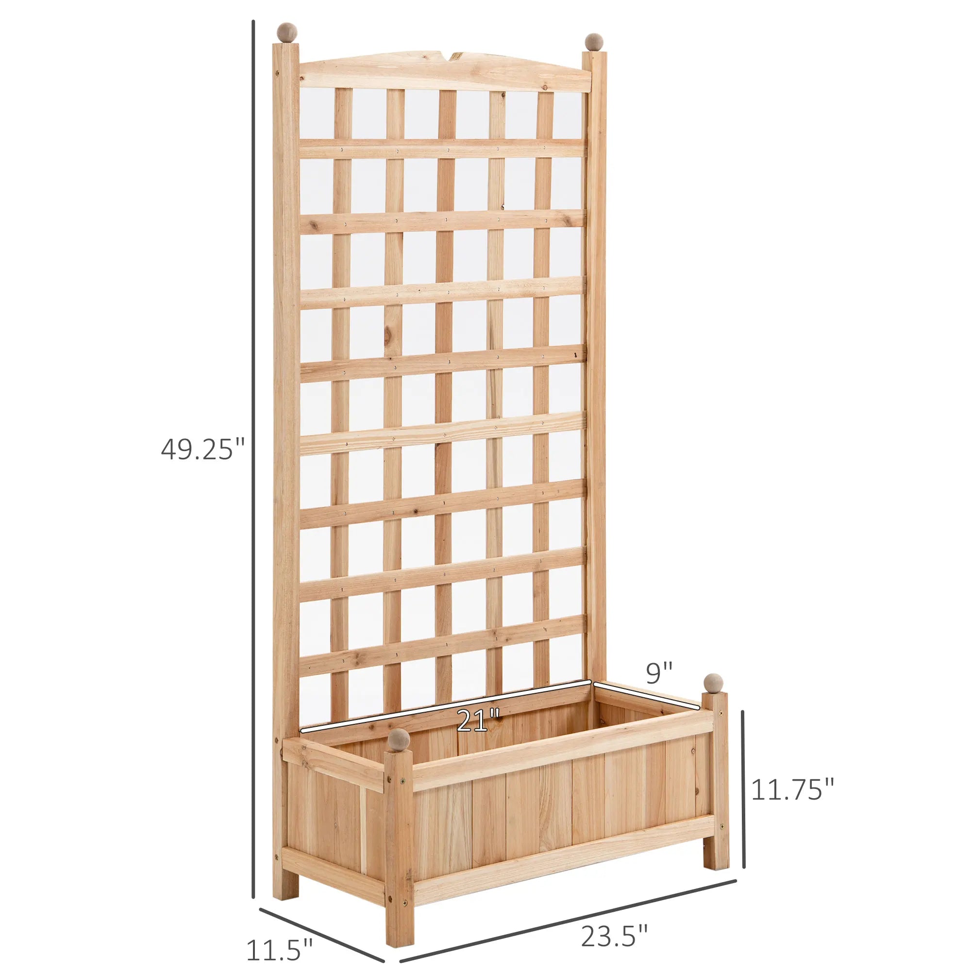 Outdoor 24" x 12" Backyard Plant Bed w/ Strong Wooden Design & Materials