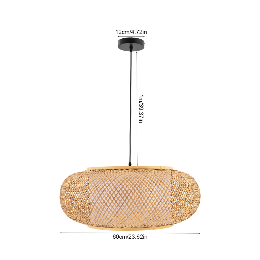 Boho Bamboo Rattan Pendant Light - Hand-Woven Wicker Chandelier