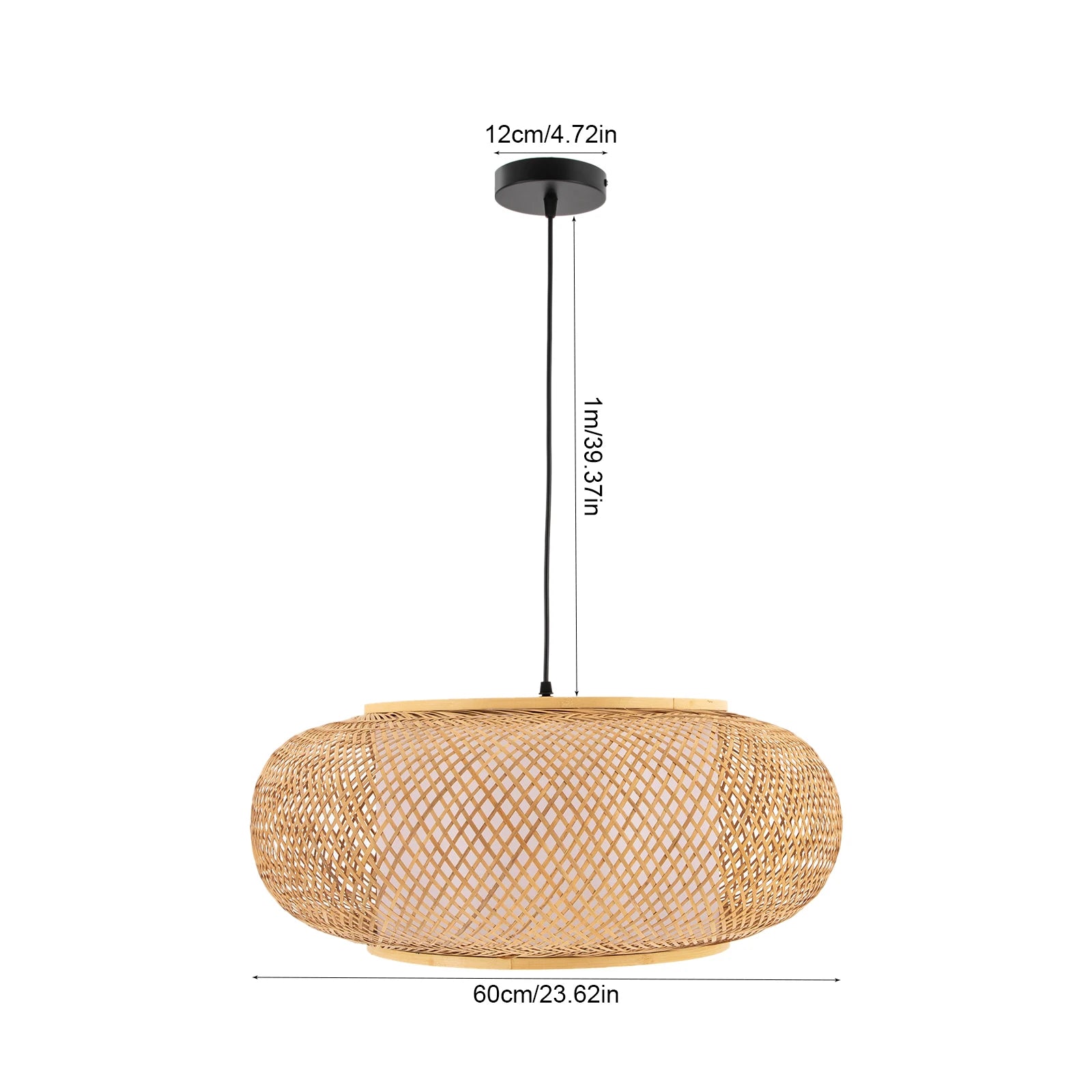 Boho Bamboo Rattan Pendant Light - Hand-Woven Wicker Chandelier