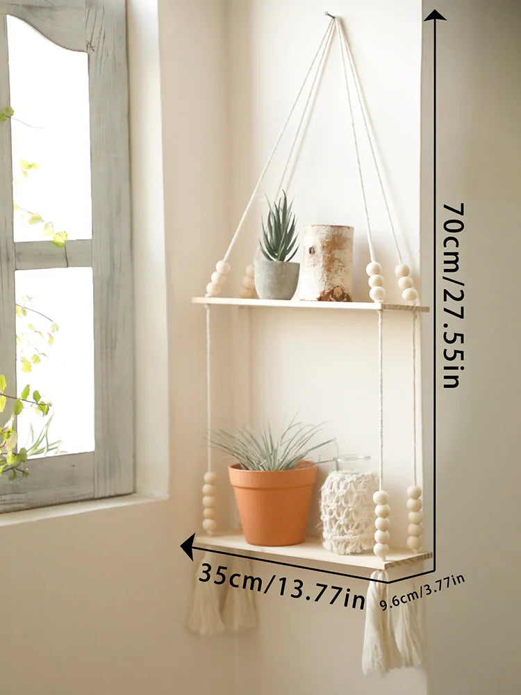 Wooden Storage Rack Wall Hanging Shelves Plant Floating Wall Shelf Rustic Wood Shelves