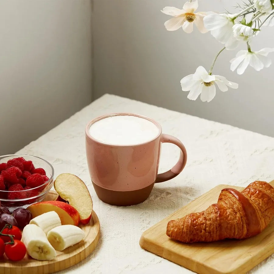 Color Ceramic  Mugs Set of 6 Large 18 oz with Handle