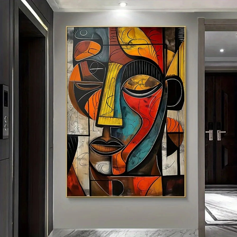 Modern abstract African art canvas print, frameless wall art LARGE