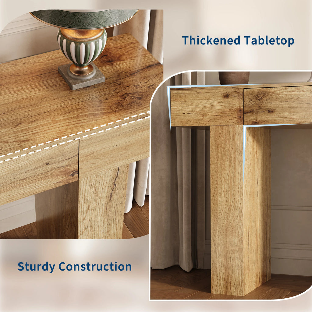 47" Long Console Table with Drawer, Narrow Entryway Table, Charcoal | Wood Rectangular Sofa Table