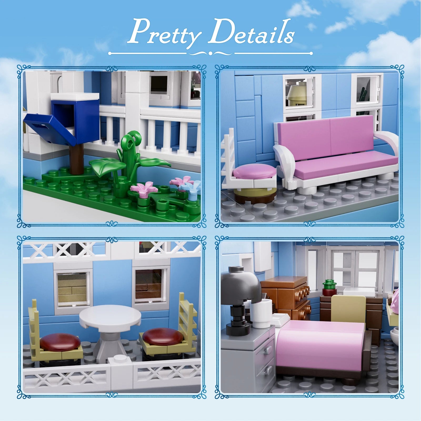 Lorelai Girls House Building Blocks Sets Blue Palace