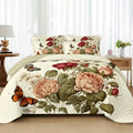 2/3pcs Floral Lightweight Comforter Quilt Set Queen King Twin Full Size Boho Soft Breathable Microfiber Reversible