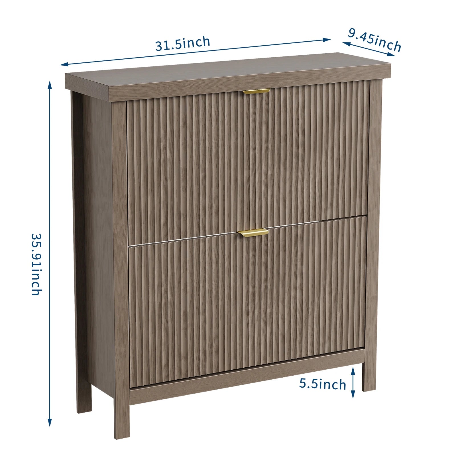 Fluted Shoe Cabinet with 2 Flip Drawers Natural Oak Hide Everyday Shoes in a Slim 9.5-Inch  Fluted Style