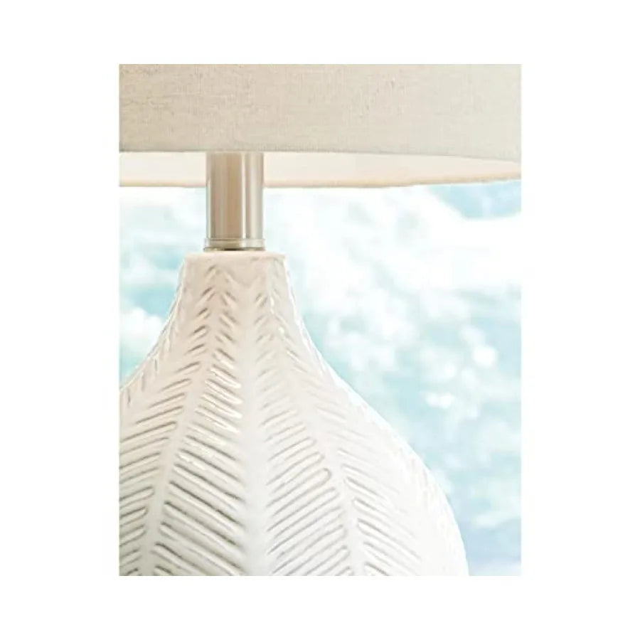 Ceramic Table Lamp, Transparent Glaze Finish, Drum Hardback Fabric Shade, 11" W x 11" D x 21" H, Off