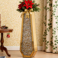 24 Gold Floor Vase Crushed Diamond Tall Glass Vase for Floor Luxury Crystal Mirrored Decorative Flower Vase for Pampas Grass