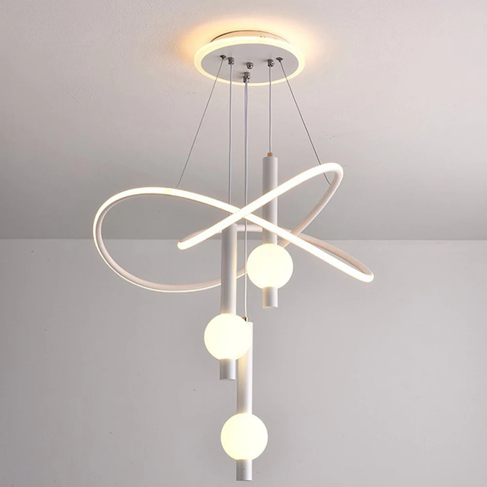 Lollipop-shaped LED pendant light, with three adjustable light colors, remote control/switch operation, and adjustable height;