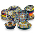 24 PCS Ceramic Dinnerware Set Porcelain Bohemian Style Dinner/Dessert Plate/Cereal/Pasta Bowl For 6