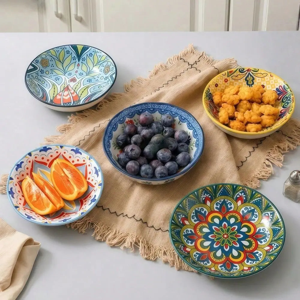 6pcs Bohemian Ceramic Small Dish 4.5 Inch - Multi-Use