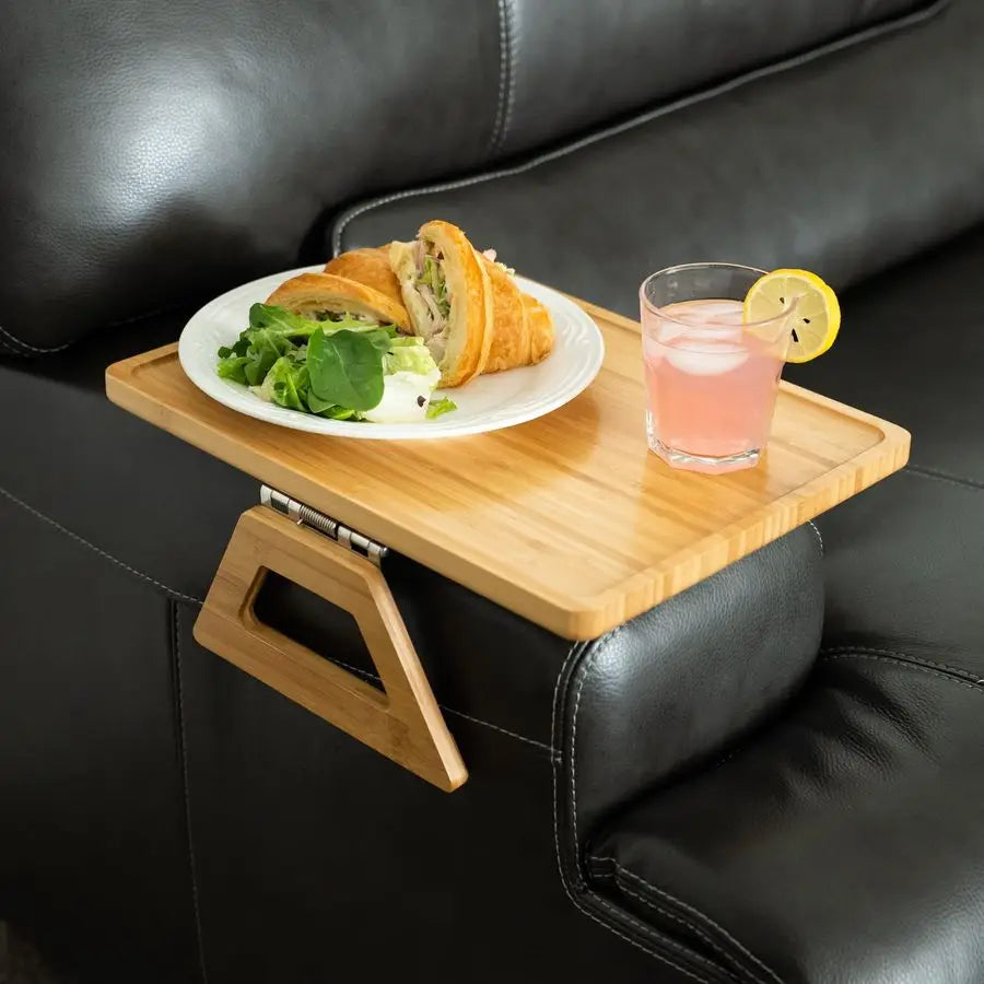 Bamboo Tray Couch Arm Table, Clip On  for multi-use