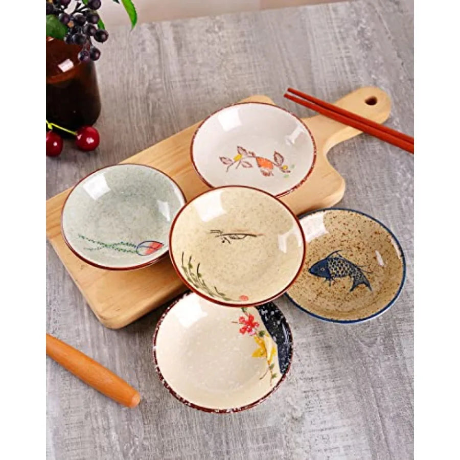 Japanese Retro Porcelain Side Dish Ceramic 5 pc set