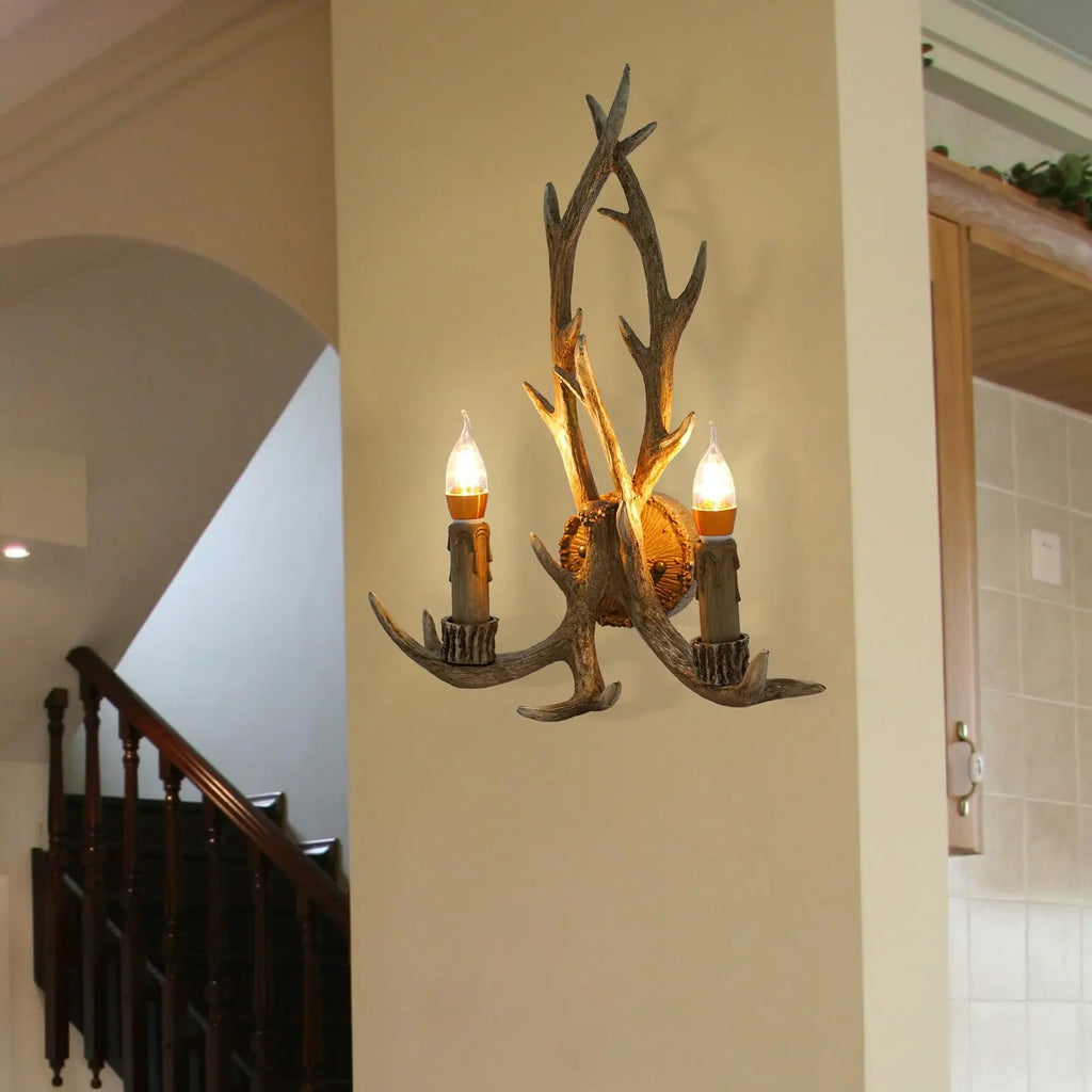 LED Wall Light with Decorative Deer Design, Resin and Iron Build, Soft Warm Glow