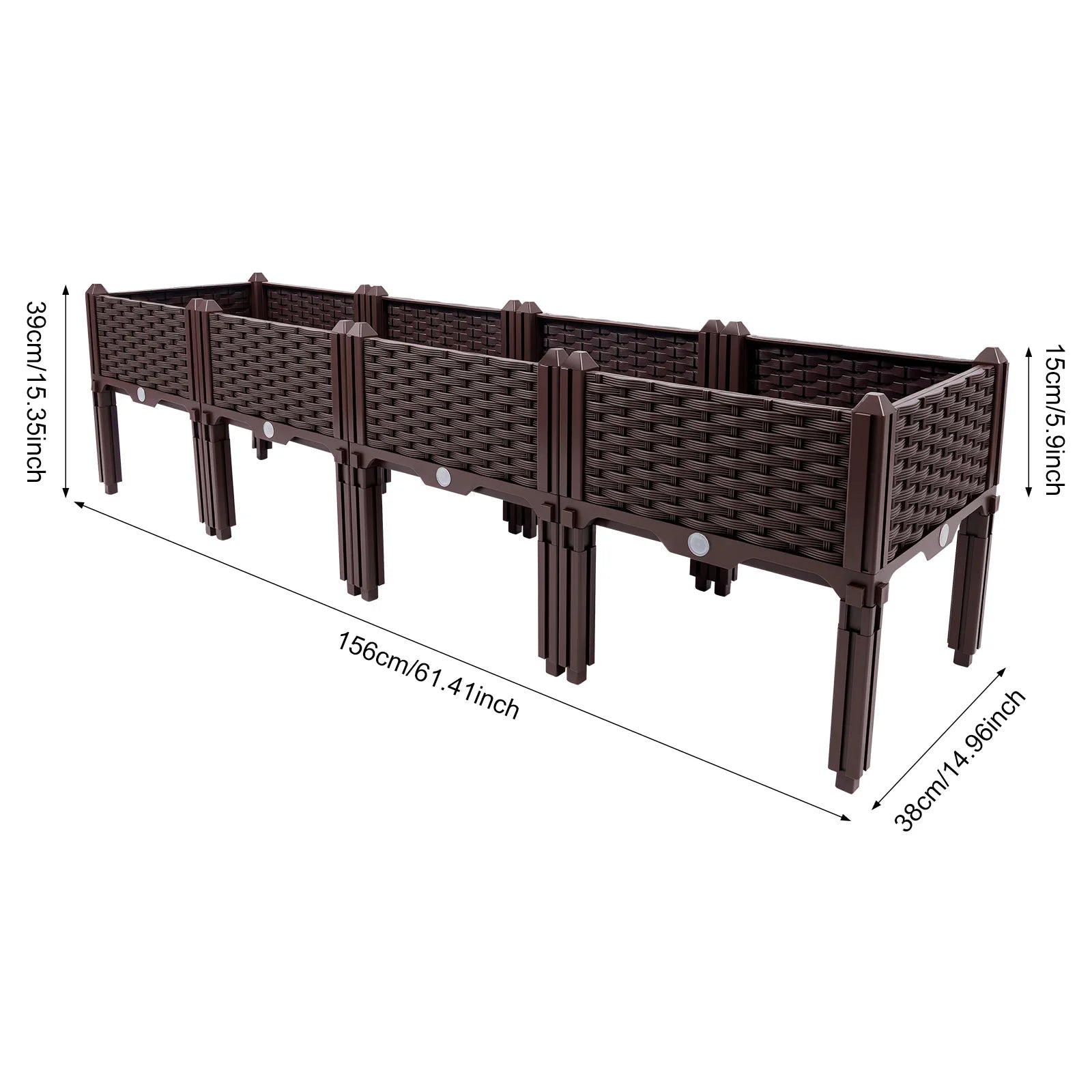 4-Raised Garden Bed Kit, Elevated Planter Box for Vegetables Herbs Flowers, with Drainage Holes, Outdoor Indoor Gardening