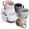 Color Ceramic  Mugs Set of 6 Large 18 oz with Handle
