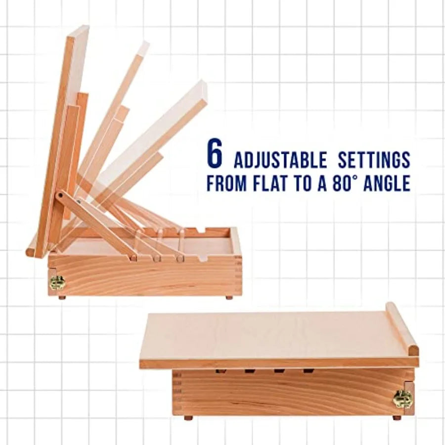 Large 20-1/2" x 16" Wooden Adjustable Table Top Easel for Painting and Drawing - with 5 Angles