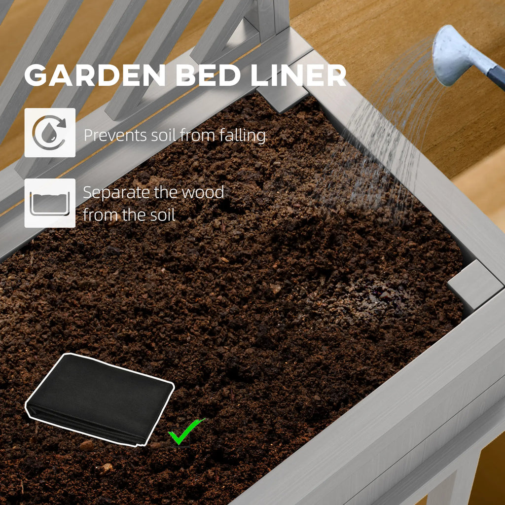 Raised Garden Bed with Trellis for Climbing Plants, Wooden Planter with Legs, Drainage Holes & Filter, Gray