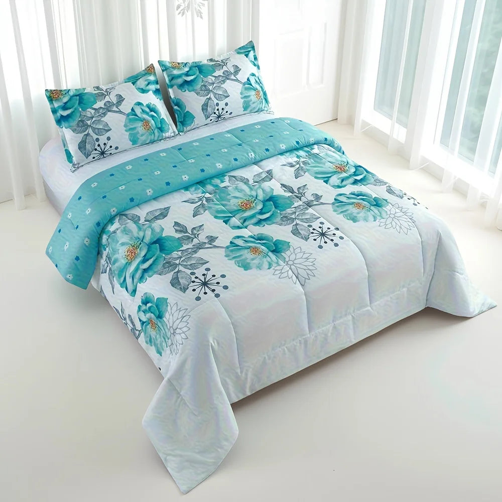 2/3pcs Beautiful Reversible Comforter Set - Lightweight & Breathable Sides, Cozy Soft Bedding with 1 Comforter & 1 Or 2 Pillowcases