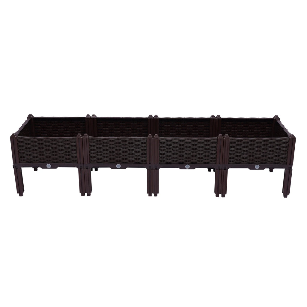 4-Raised Garden Bed Kit, Elevated Planter Box for Vegetables Herbs Flowers, with Drainage Holes, Outdoor Indoor Gardening