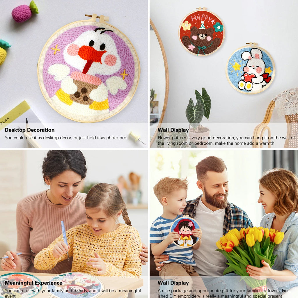Punch Needle Embroidery Starter Kits For Beginner  Cute Animals