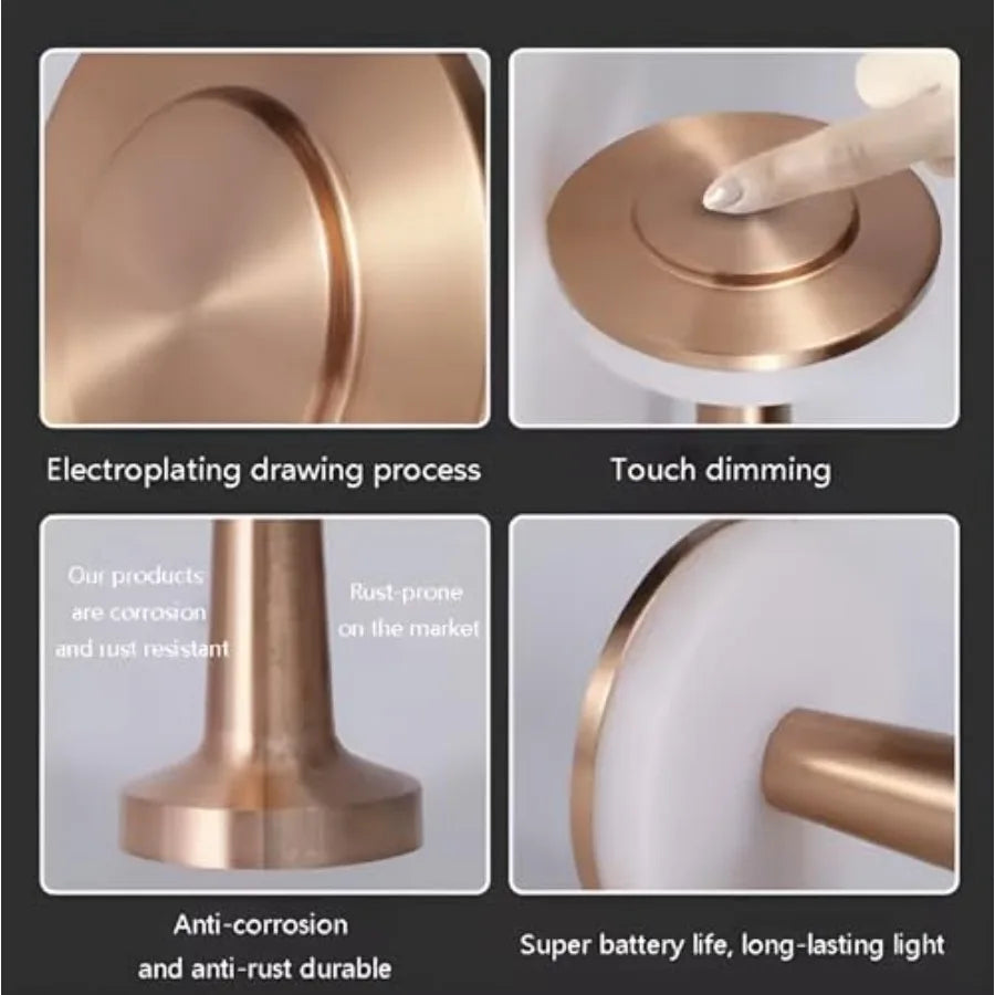 Modern Portable Table Lamp, Rechargeable Battery, Up to 12 Hours Long Usage, 3 Color Mode, Dimmable