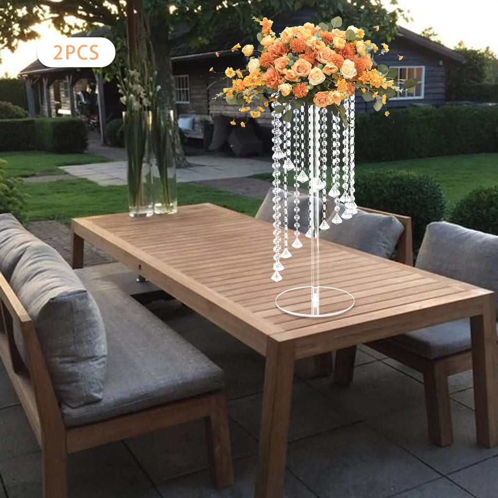 Centerpieces Clear Flower Acrylic- 2 Pcs 23.6 inch Tall Crystal Flower Stand