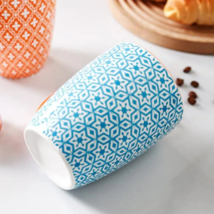 Ceramic Mug Set of 6 16oz - Colorful Bohemian Style